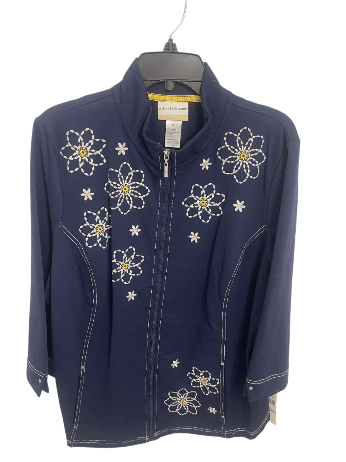 Spring Jacket in Navy with Embroidery in Plus Sizes