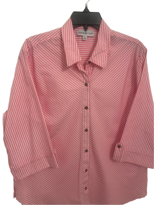 Button up Blouse in Pink Pinstripe